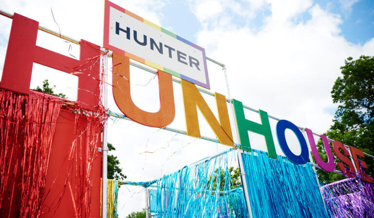 gay pride outdoor installation for hunter boots at Mighty Hoopla 2019